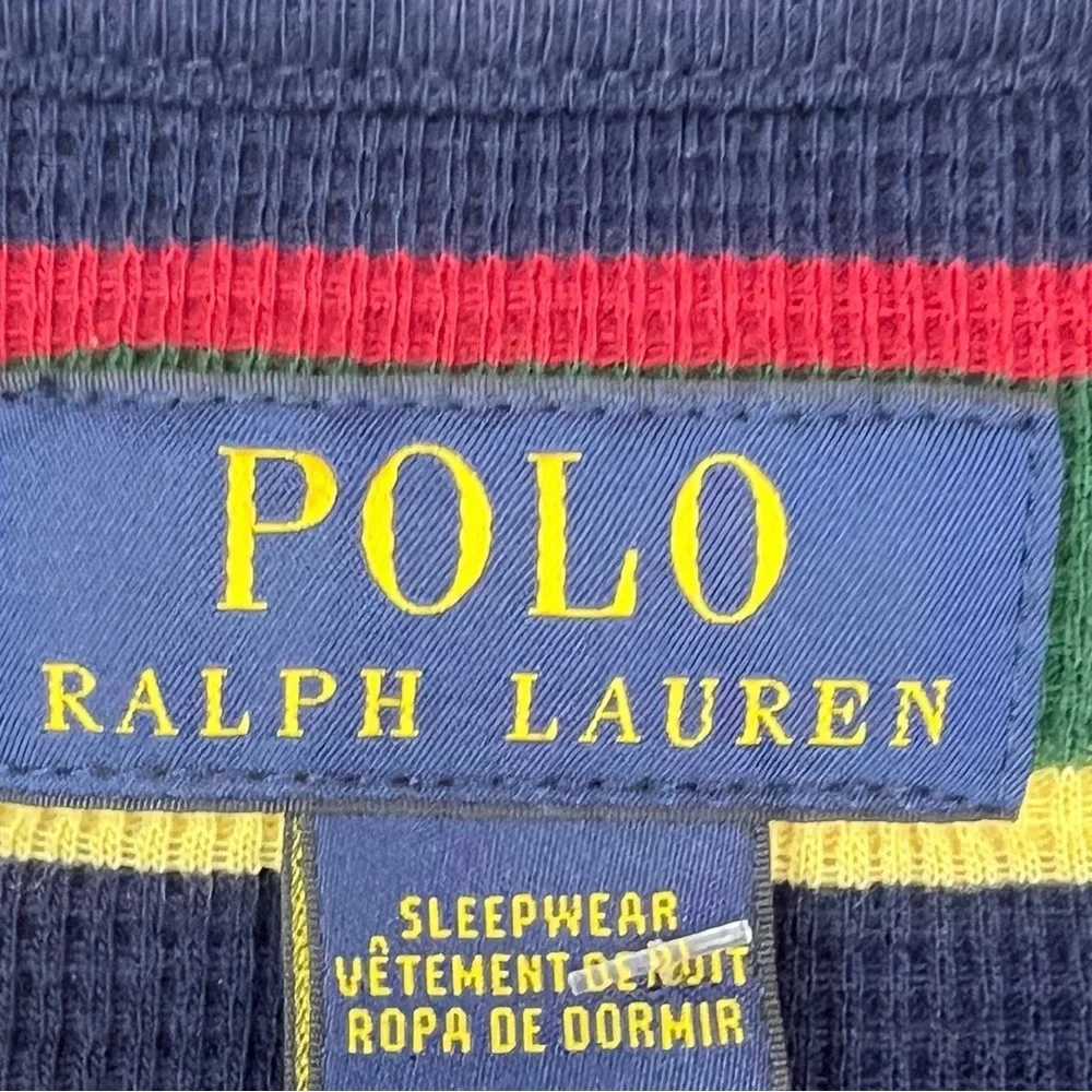 NWT POLO RALPH LAUREN Sleepwear‎ Waffle Knit Crew Neck Logo Embroidered Striped